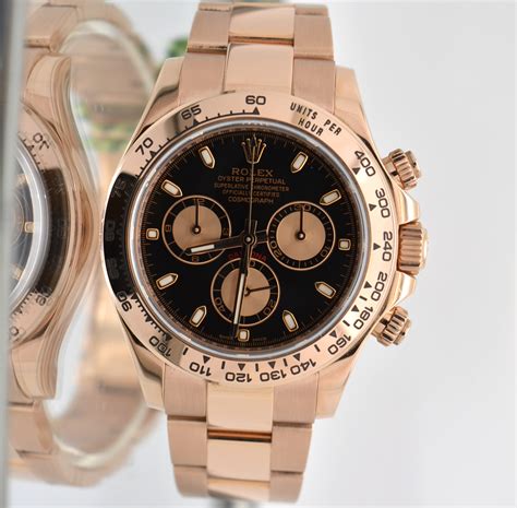 rolex daytona rose gold black dial replica|solid gold rolex daytona price.